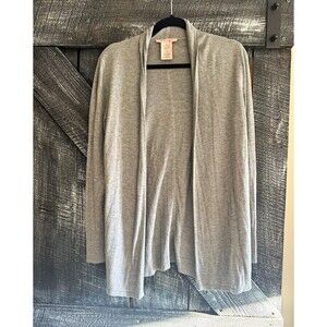 Philosophy Women's Gray Solid Knit Viscose Open Front Long Sleeve Cardigan M